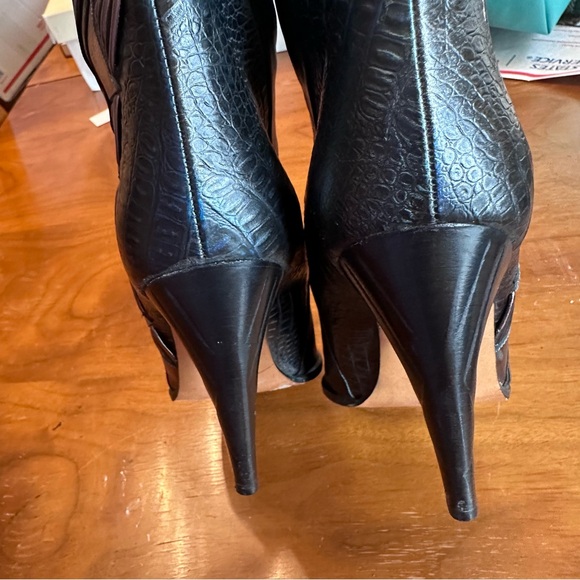 🔥🔥80s Italian Vintage Heeled Boots Mixed Media Leather 38/7.5 or 8 Amazing - Picture 3 of 12